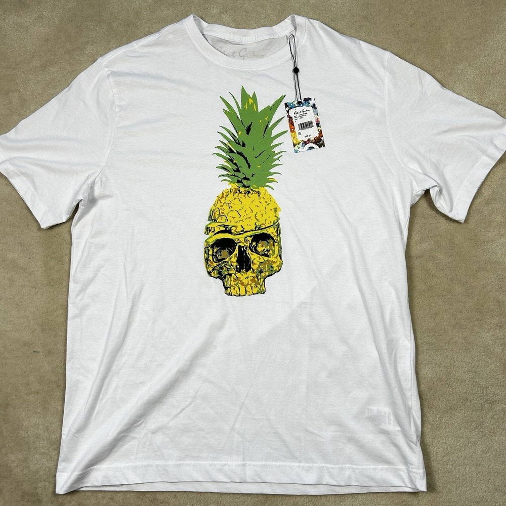 Robert Graham T- Shirt Men's Large Skull Island Pineapple Print Crew Neck Cotton